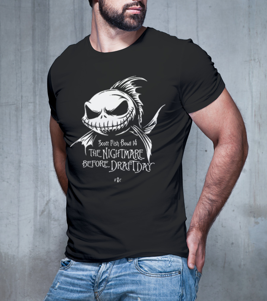 Scott Fish Bowl 14 The Nightmare Before Draft Day Jack Skellington Sketch T-Shirt