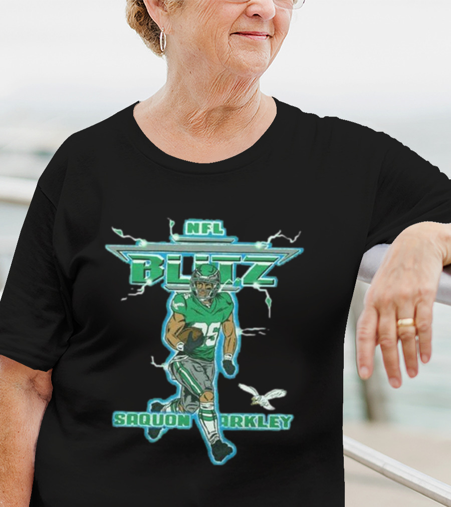 NFL Blitz Eagles Saquon Barkley 26 With Lightning And Wings T-Shirt
