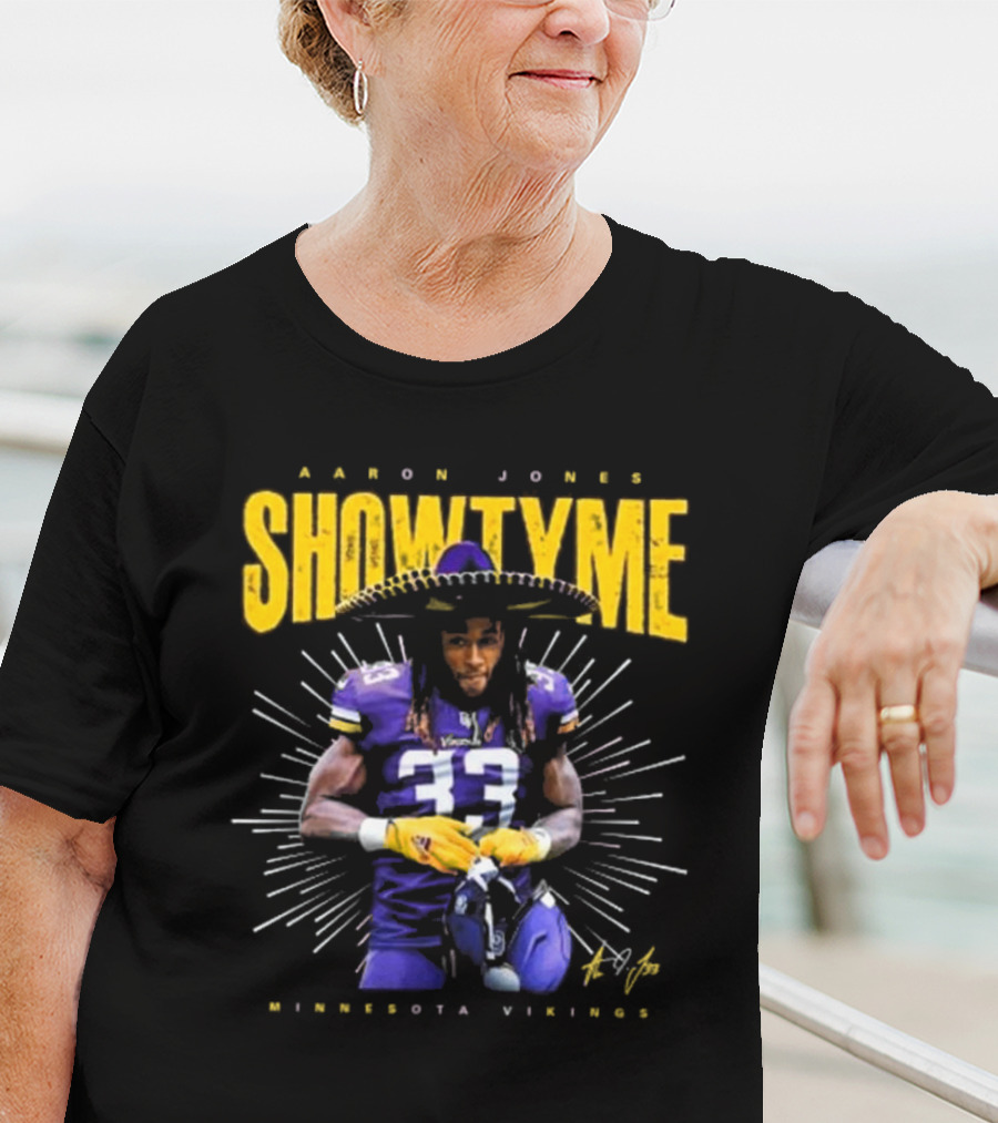 Aaron Jones Showtyme Minnesota Vikings NFL Football Signature 33 T-Shirt