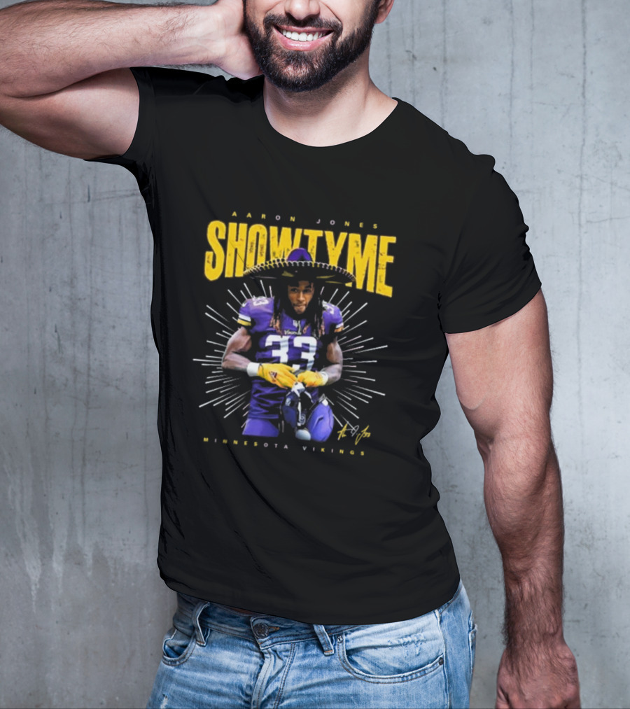 Aaron Jones Showtyme Minnesota Vikings NFL Football Signature 33 T-Shirt