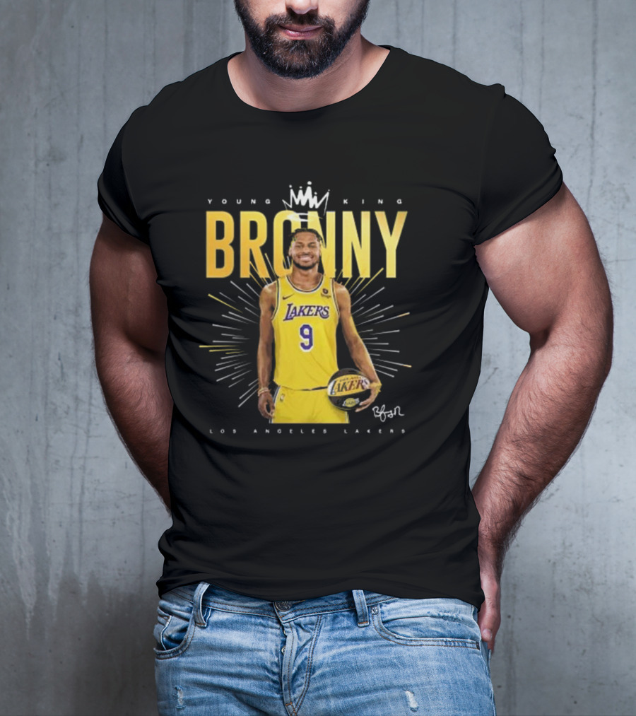 Young King Bronny James Los Angeles Lakers 9 Signature T-Shirt