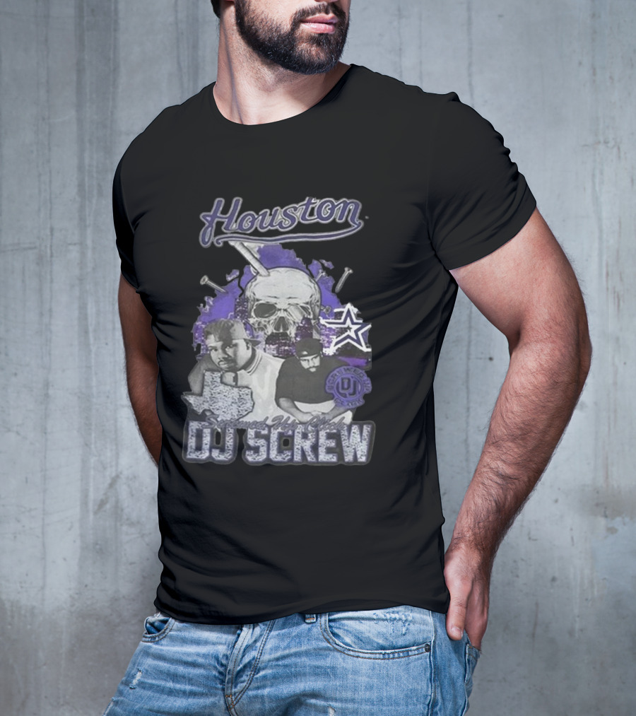 Houston Screwed Up Click DJ Screw Texas Skull Stars T-Shirt