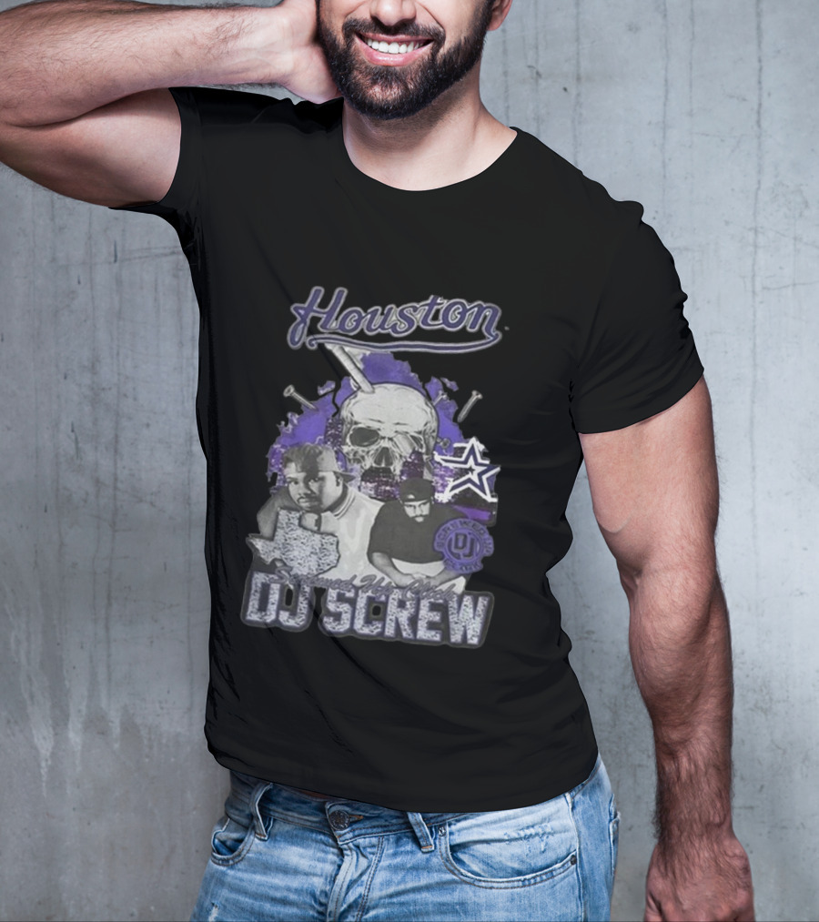 Houston Screwed Up Click DJ Screw Texas Skull Stars T-Shirt