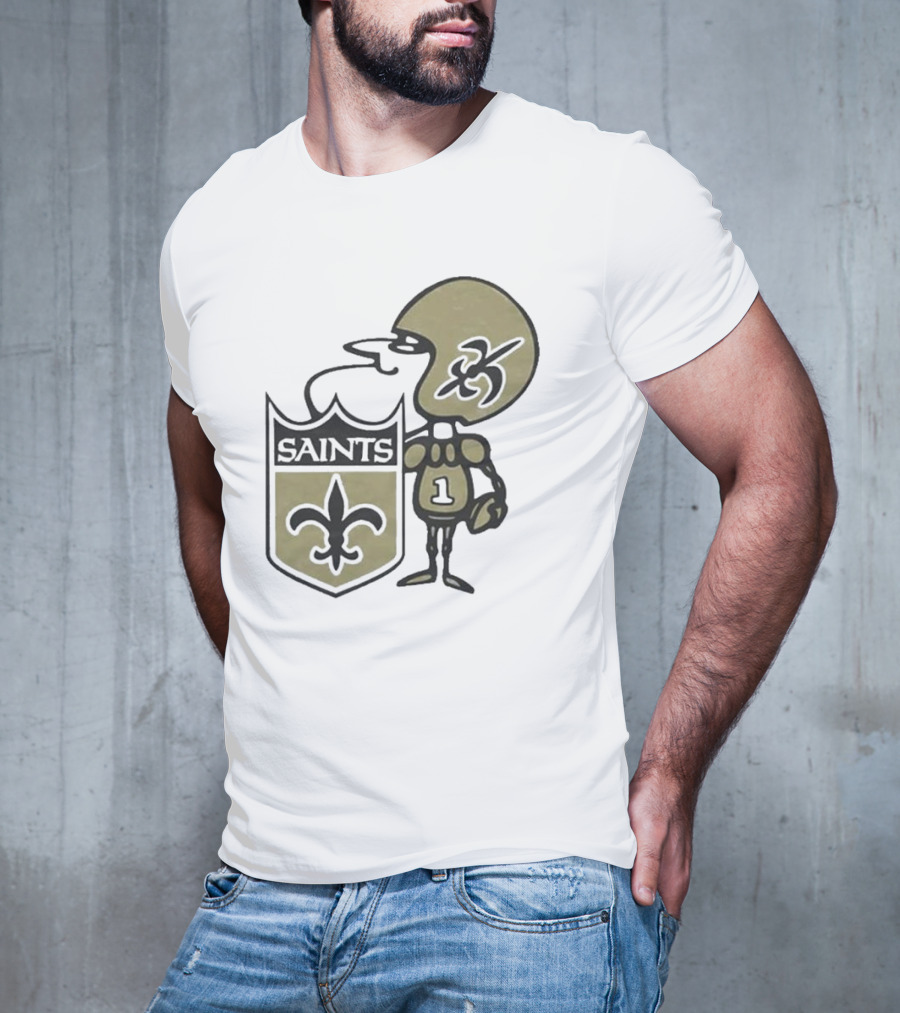 New Orleans Saints Alt Logo 1967 Cartoon Character Football Crest T-Shirt