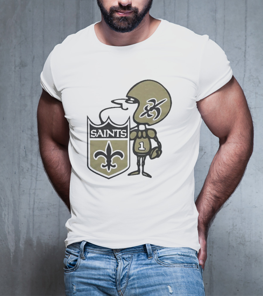 New Orleans Saints Alt Logo 1967 Cartoon Character Football Crest T-Shirt