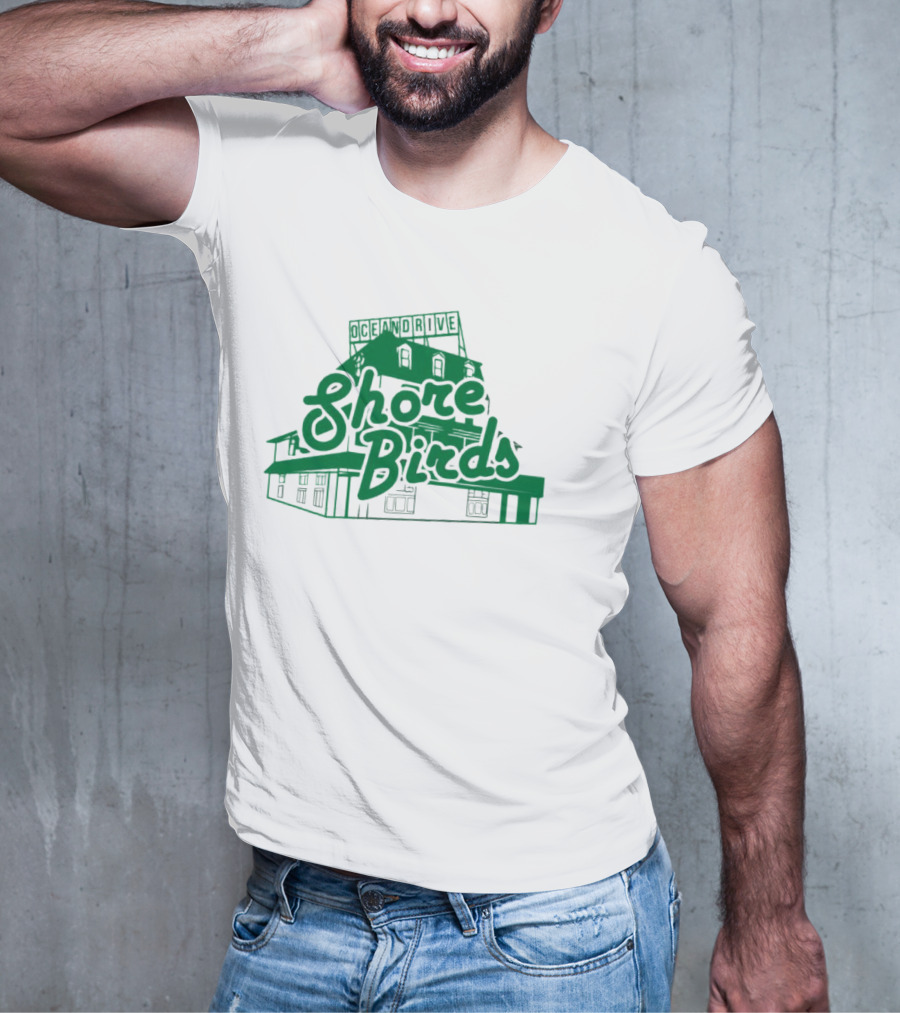 Ocean Drive Shore Birds Retro Sign Building T-Shirt