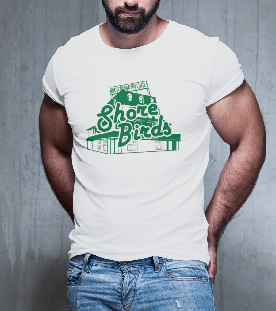 Ocean Drive Shore Birds Retro Sign Building T-Shirt
