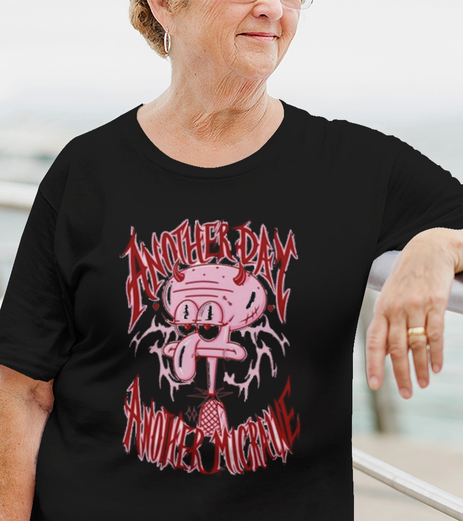 Lovecore Squidward Another Day Another Migraine Devil Horns Aesthetic T-Shirt
