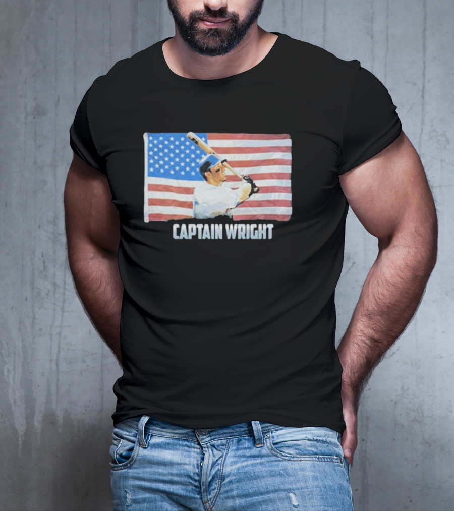 Mets David Wright Captain Wright American Flag Baseball T-Shirt
