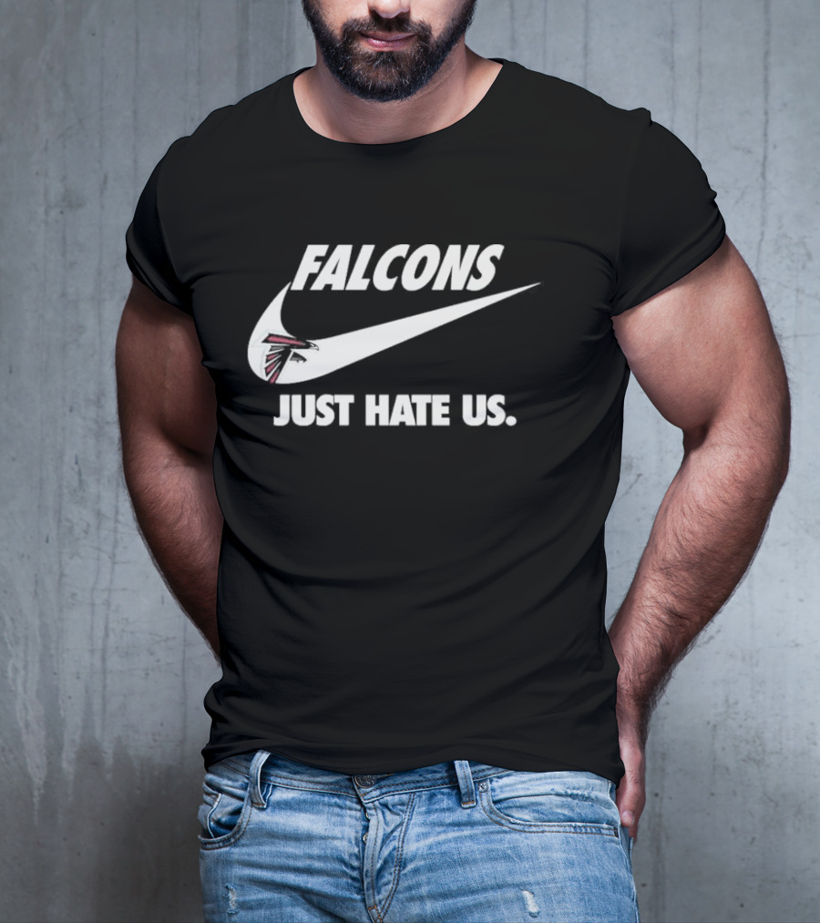 Atlanta Falcons Just Hate Us Logo Swoosh T-Shirt