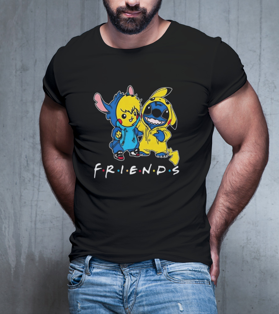 Friends Stitch And Pokemon Pikachu Friends For Life Disney T-Shirt