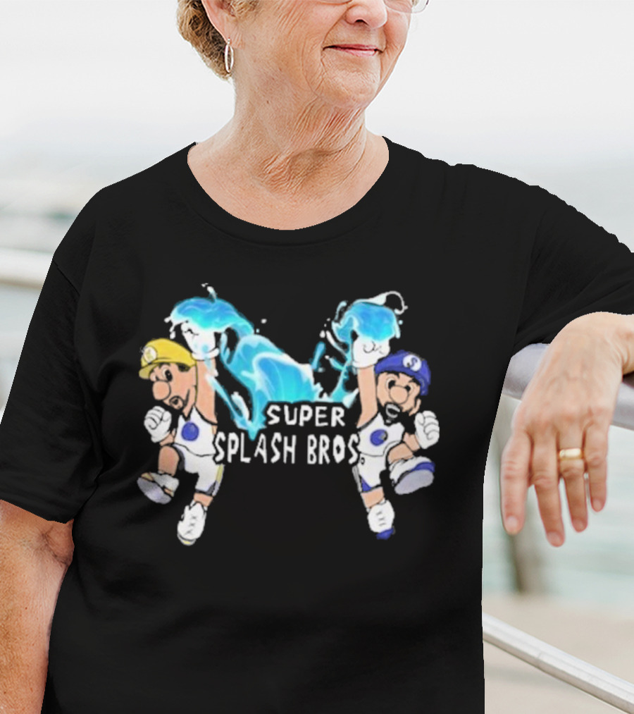 Super Splash Bros Steph Curry And Klay Thompson Mario Themed Basketball Duo T-Shirt