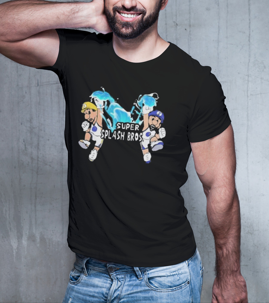 Super Splash Bros Steph Curry And Klay Thompson Mario Themed Basketball Duo T-Shirt