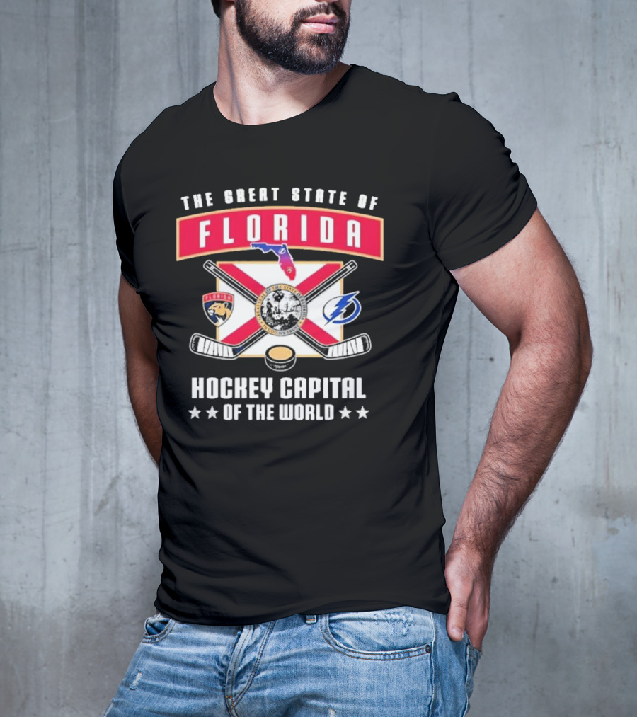 The Great State Of Florida Hockey Capital Of The World Tampa Bay Lightning Florida Panthers T-Shirt