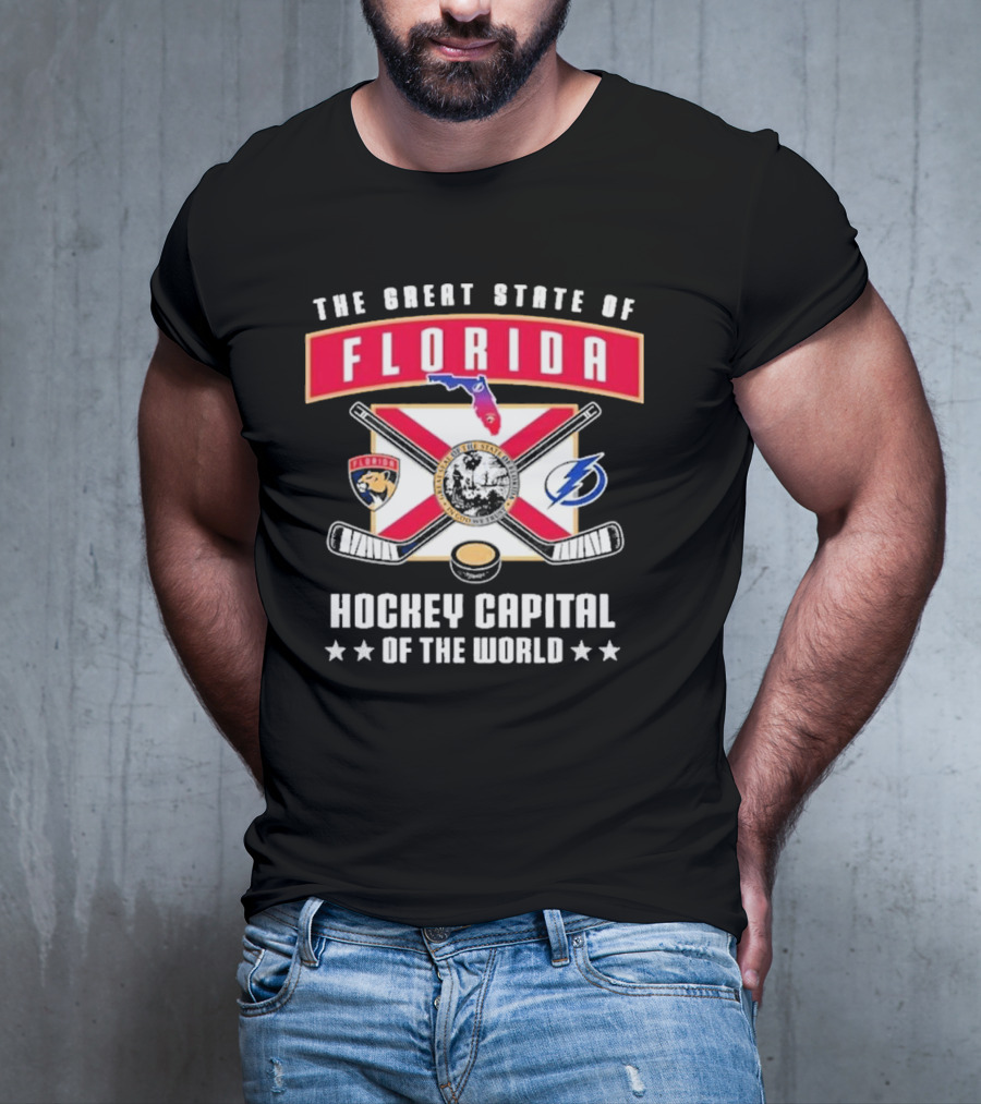 The Great State Of Florida Hockey Capital Of The World Tampa Bay Lightning Florida Panthers T-Shirt