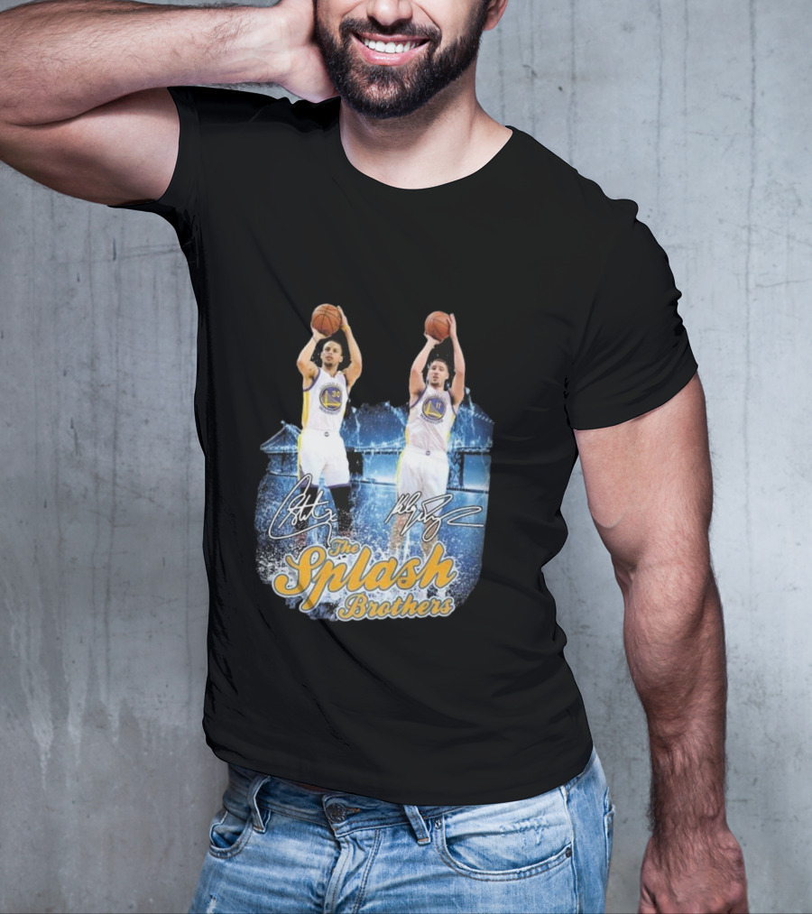 Golden State Warriors Stephen Curry Klay Thompson Splash Brothers Signatures T-Shirt