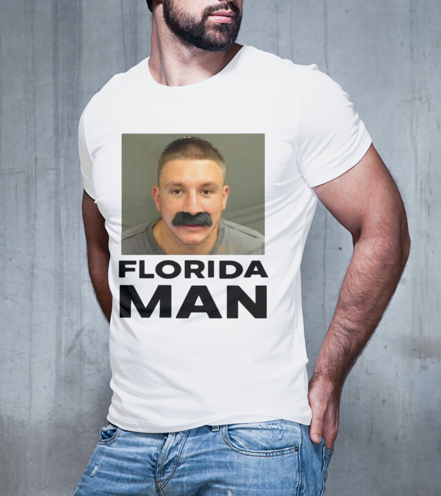 Stevewilldoit Florida Man Image Black Mustache Face T-Shirt