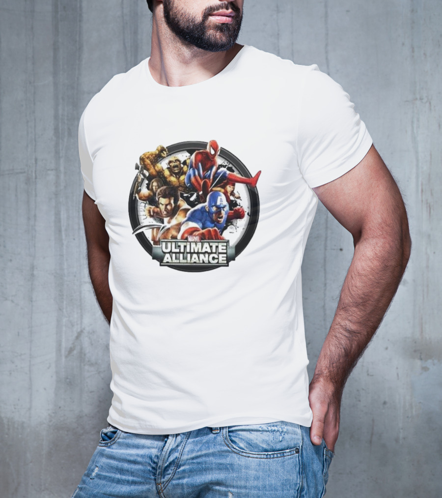 Tobey Maguire Spider-Man Featured In Marvel Ultimate Alliance Heroes Assemblage T-Shirt