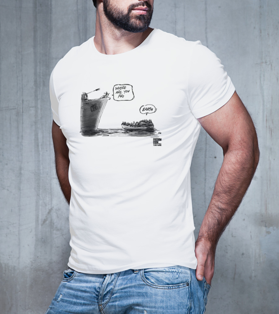 Where Are You From Earth Simon Kneebone Refugees Boat Freedom Publishing T-Shirt