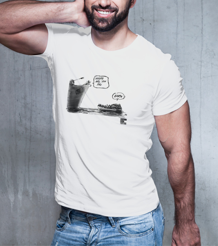 Where Are You From Earth Simon Kneebone Refugees Boat Freedom Publishing T-Shirt