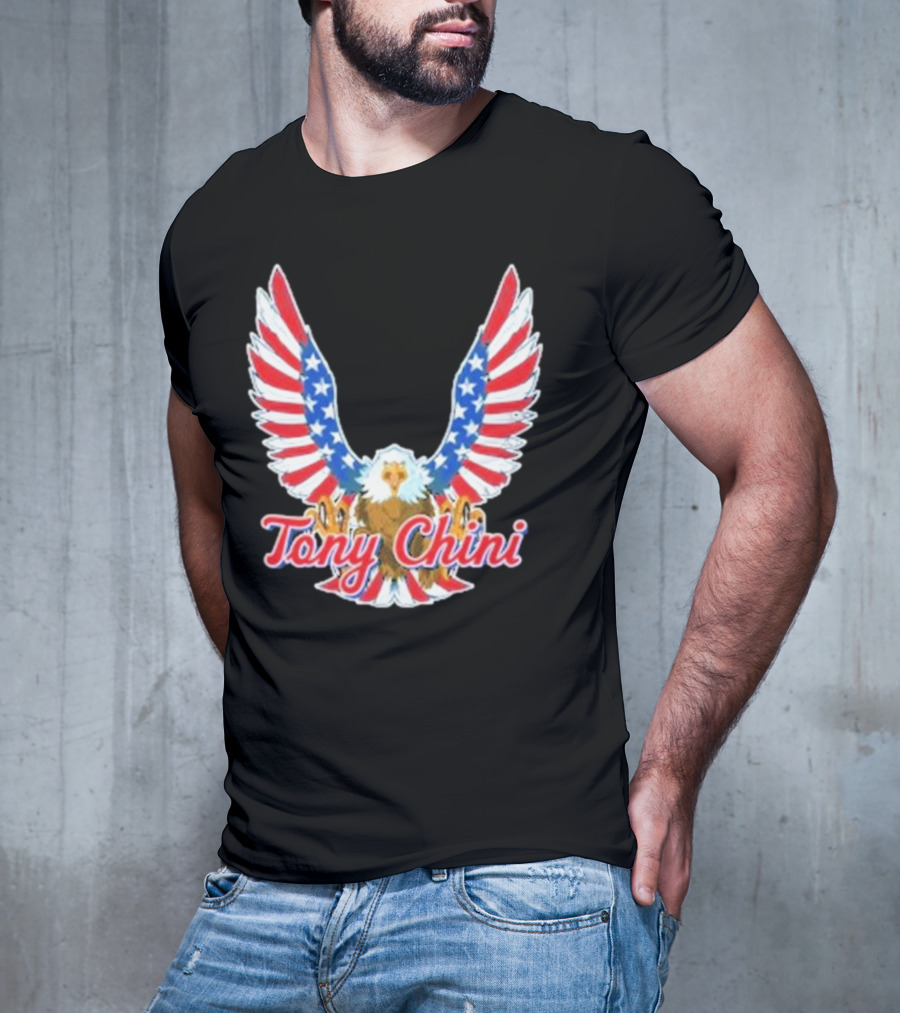 Tony Chini American Flag Eagle Wings T-Shirt