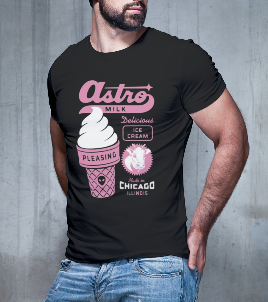 Astro Milk Delicious Ice Cream Pleasing Made In Chicago Illinois T-Shirt
