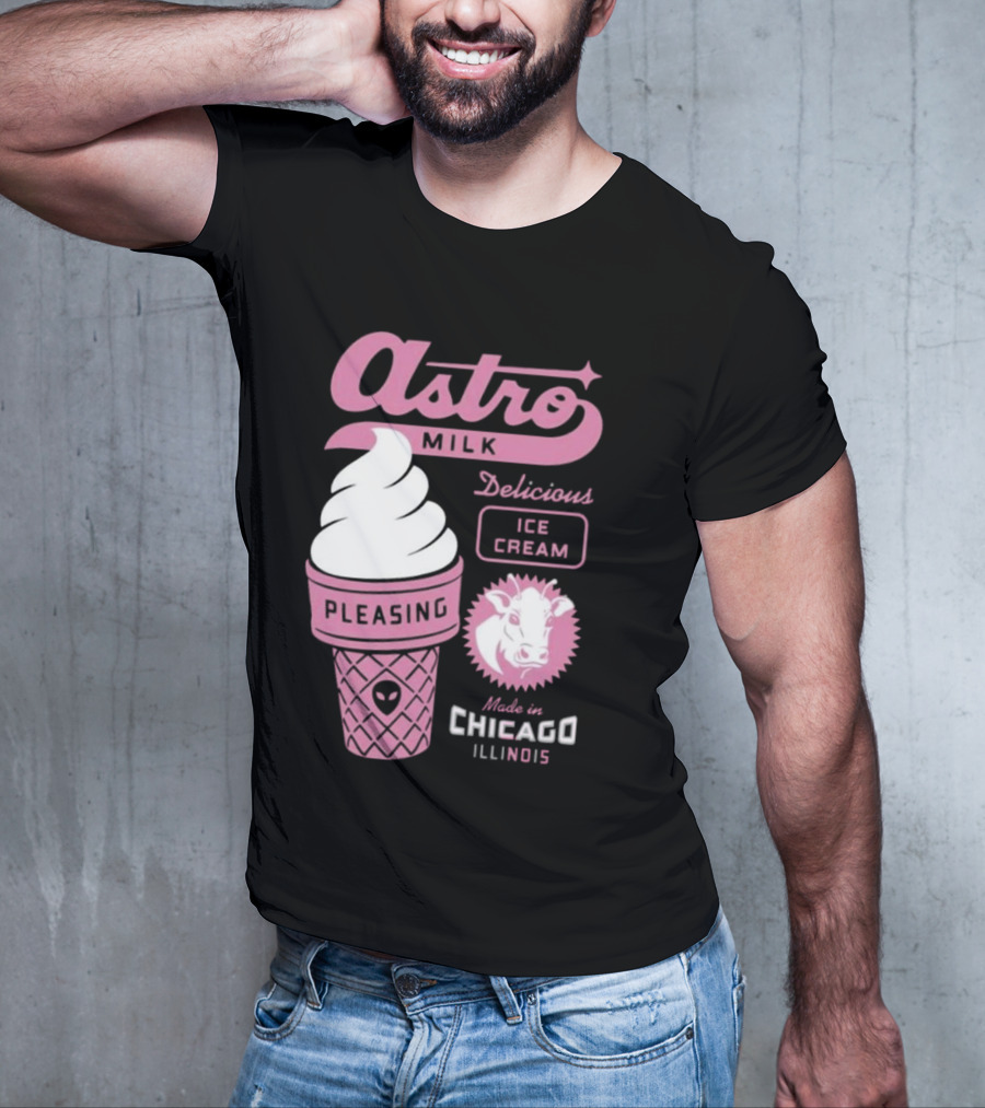 Astro Milk Delicious Ice Cream Pleasing Made In Chicago Illinois T-Shirt