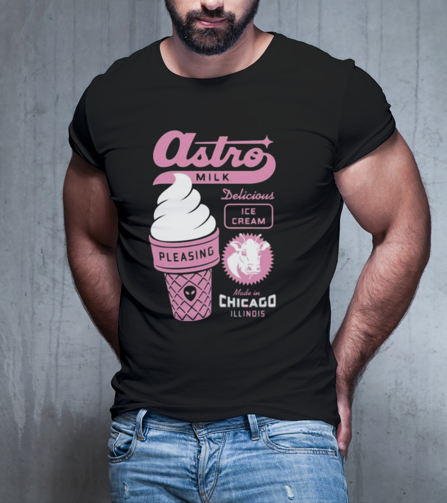 Astro Milk Delicious Ice Cream Pleasing Made In Chicago Illinois T-Shirt