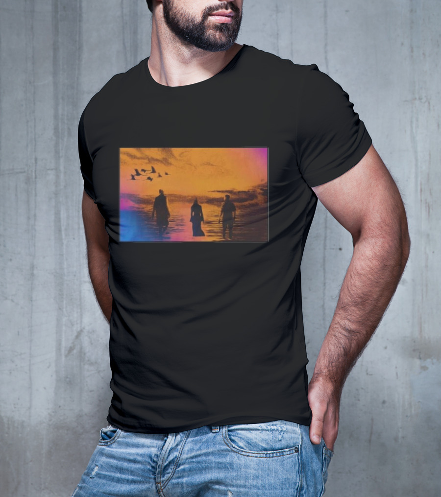 Sun Came Up Sofi Tukker Silhouettes Walking At Sunrise With Birds On Colorful Horizon T-Shirt