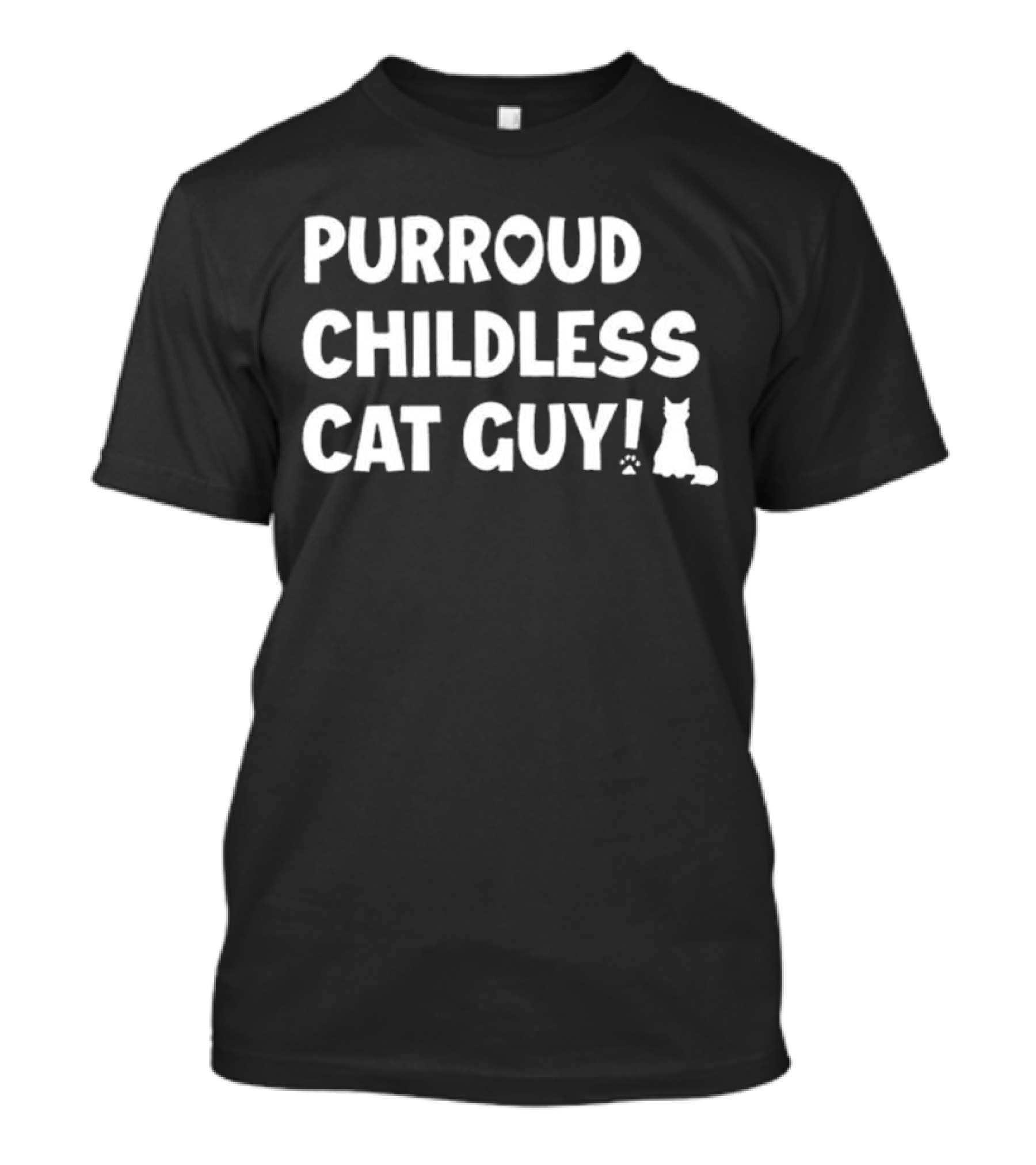 Purroud Childless Cat Guy Paw Prints T-Shirt