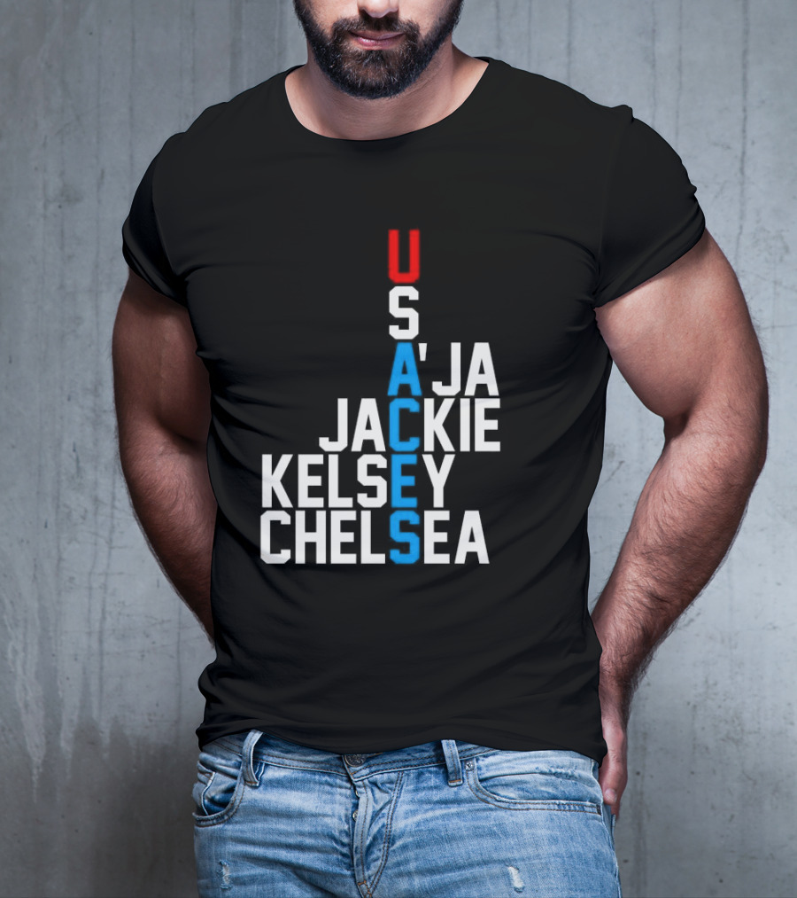 Usaces A’ja Jackie Kelsey Chelsea Team Names Vertical Arrangement T-Shirt