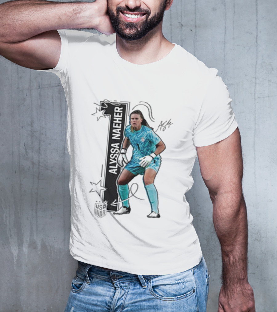 USWNT Alyssa Naeher Number One Star Keeper Signature T-Shirt