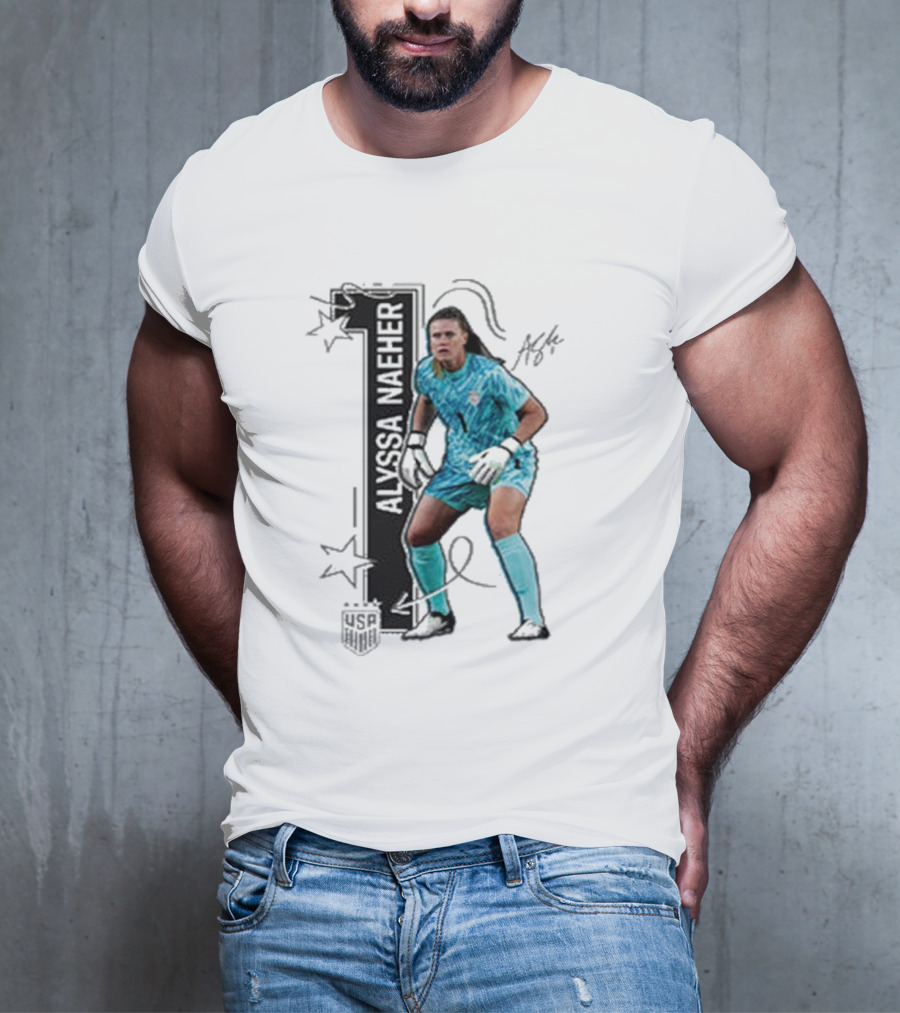 USWNT Alyssa Naeher Number One Star Keeper Signature T-Shirt