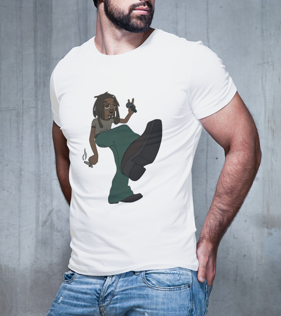 Jordan Ward 2 Ward Animation Graphic With Microphone And Peace T-Shirt