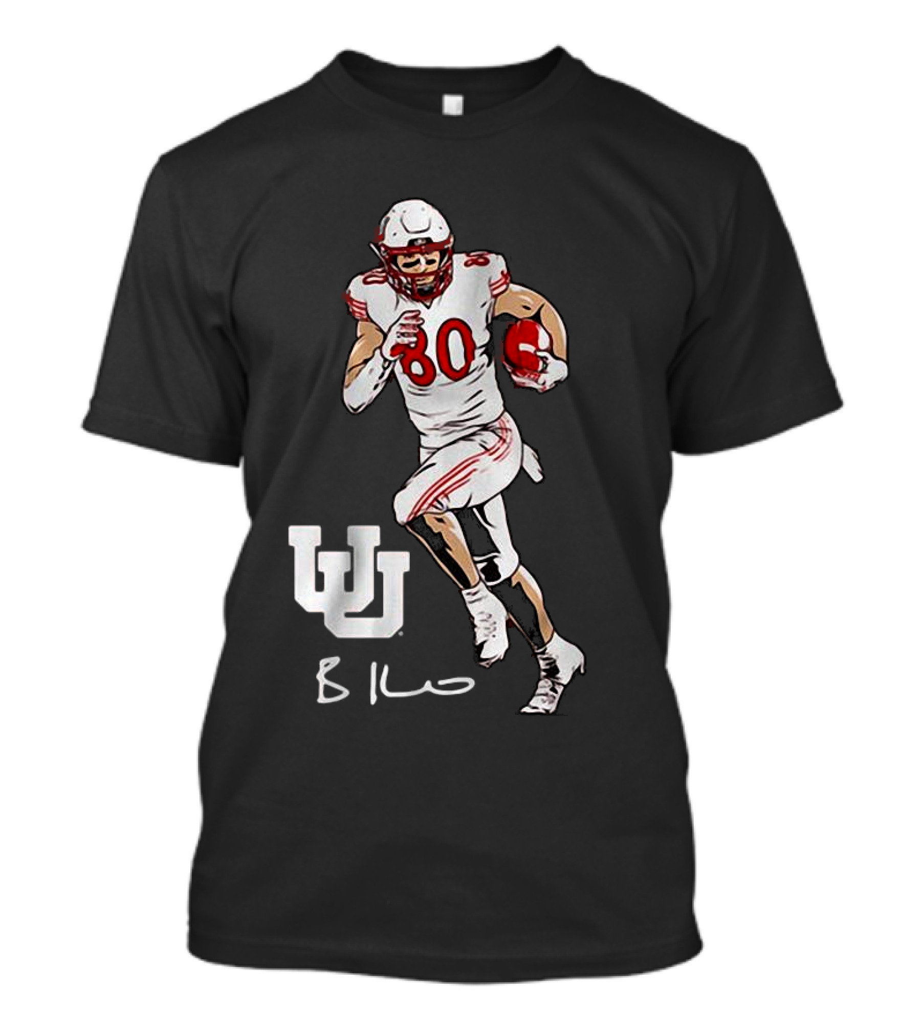 Brant Kuithe Utah Football Number 80 Superstar Pose With UW T-Shirt