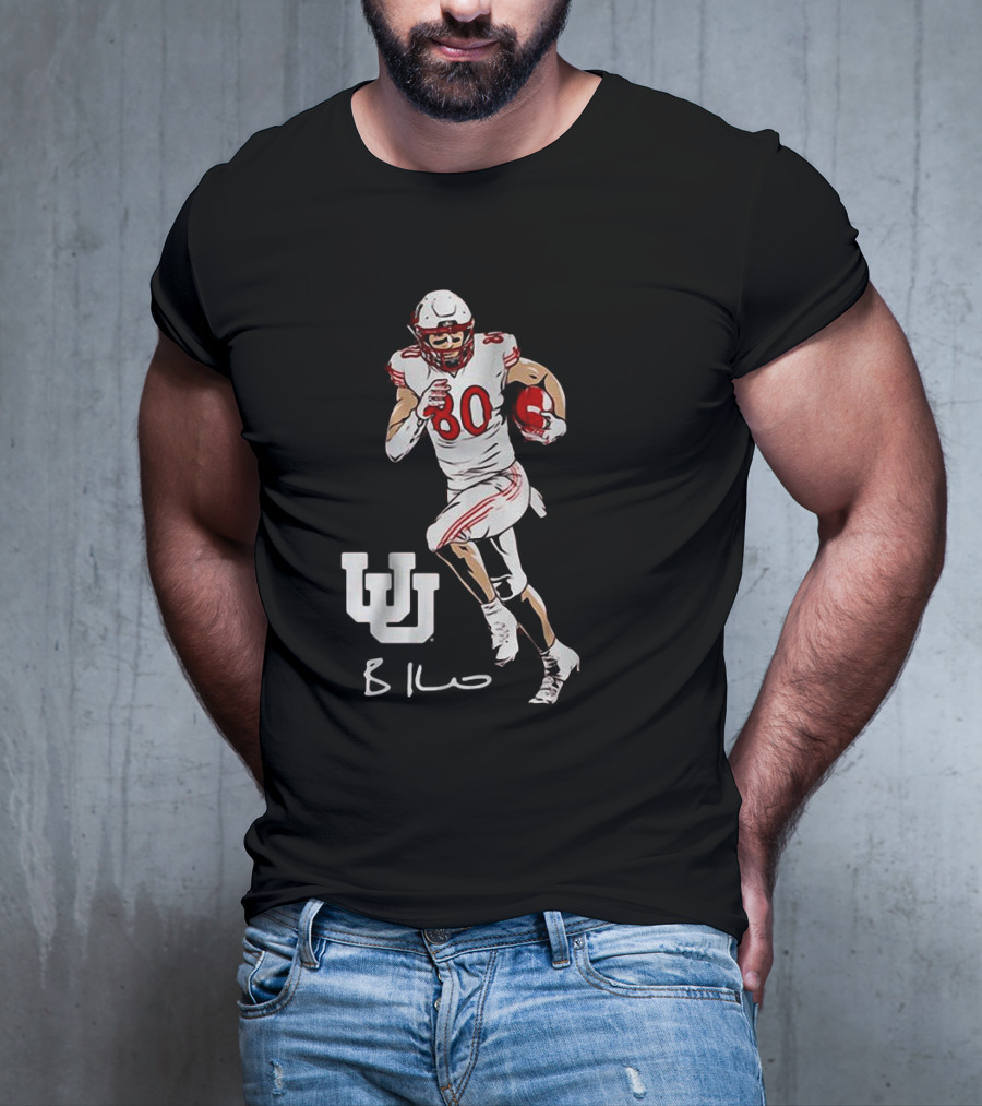 Brant Kuithe Utah Football Number 80 Superstar Pose With UW T-Shirt