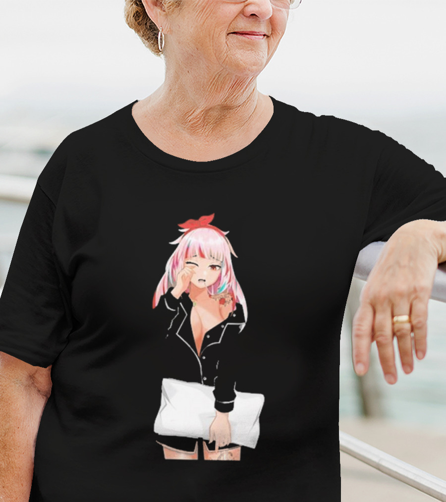 Fefe August Anime Character With Red Bow And Black T-Shirt