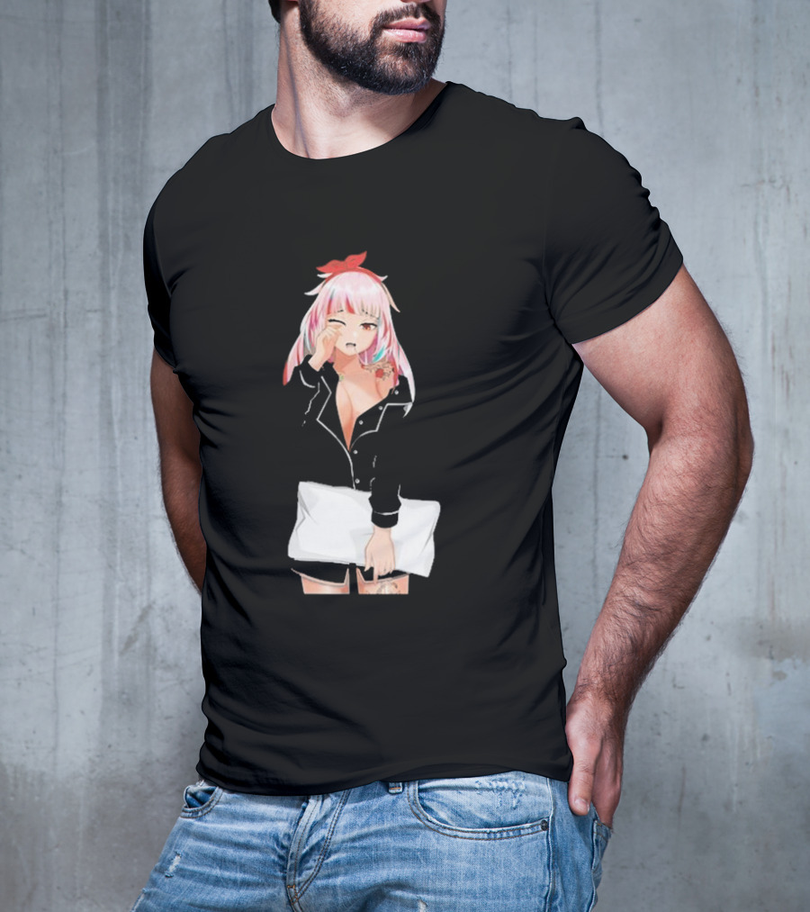 Fefe August Anime Character With Red Bow And Black T-Shirt