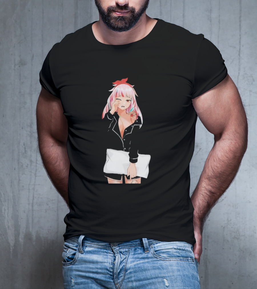Fefe August Anime Character With Red Bow And Black T-Shirt