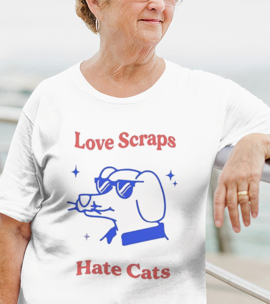 Love Scraps Hate Cats Cool Dog With Sunglasses T-Shirt