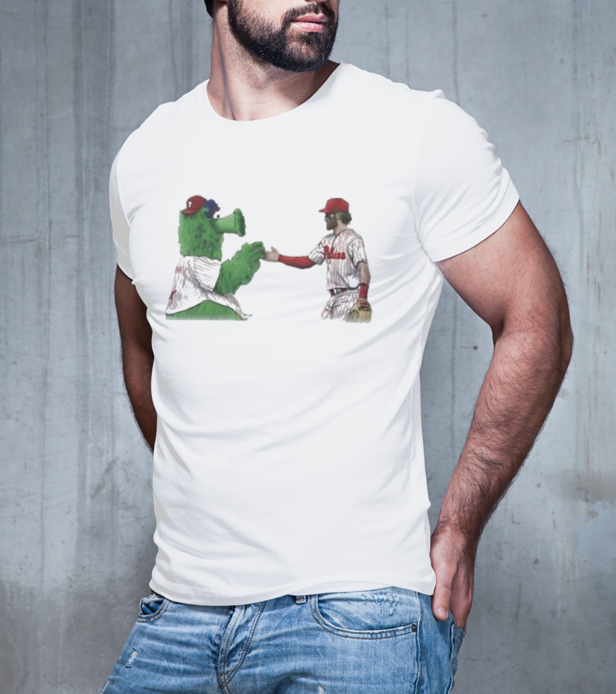 Best Friends The Phillies Phanatic And His Pookie Handshake Moment T-Shirt