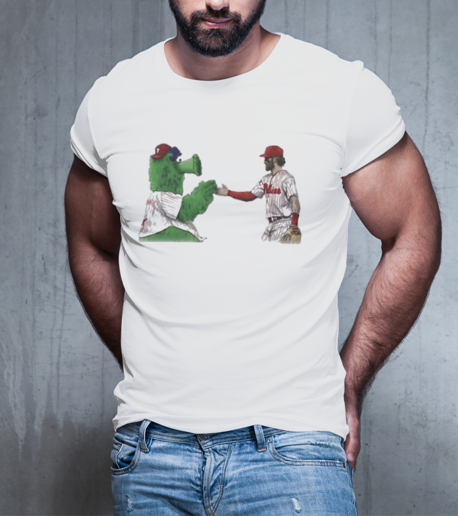 Best Friends The Phillies Phanatic And His Pookie Handshake Moment T-Shirt