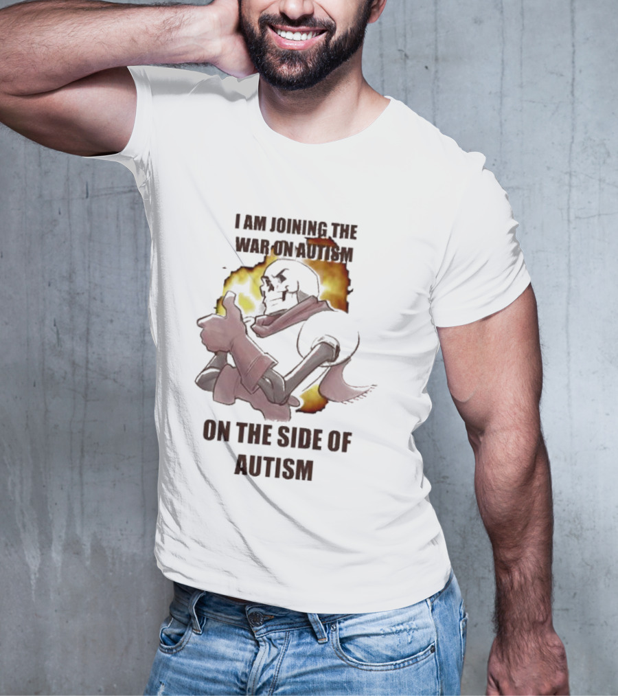 Joining The War On Autism On The Side Of Autism Thumbs Up Flame Background T-Shirt