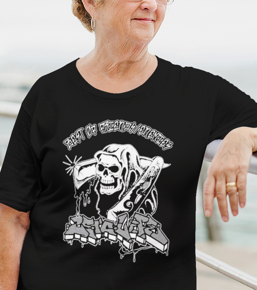 25 Ta Life Best Of Friends Enemies Skull Dripping Graffiti T-Shirt