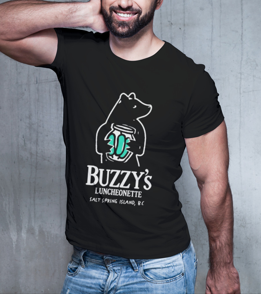 Buzzy’s Luncheonette Bear Holding Jar Salt Spring Island BC T-Shirt