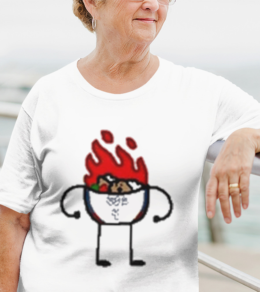 Paint Hot Curry Animated Flame Bowl With Stick Figure Arms Legs T-Shirt