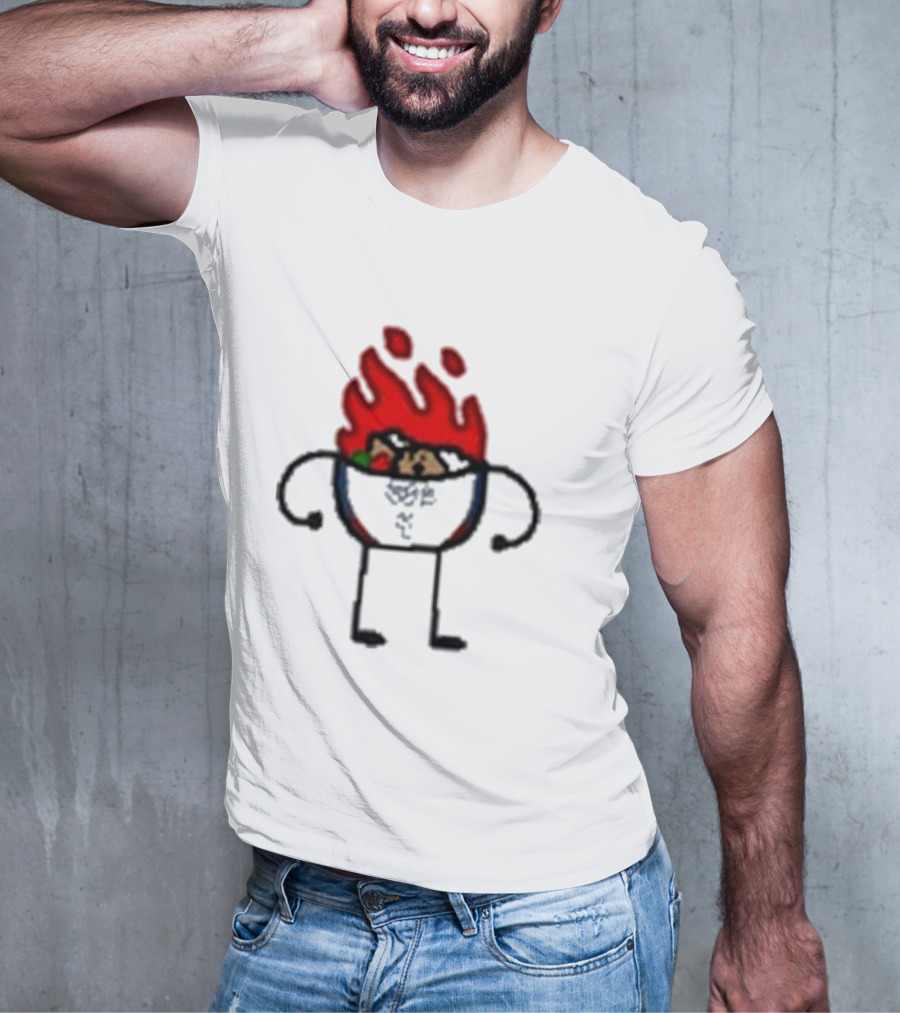 Paint Hot Curry Animated Flame Bowl With Stick Figure Arms Legs T-Shirt
