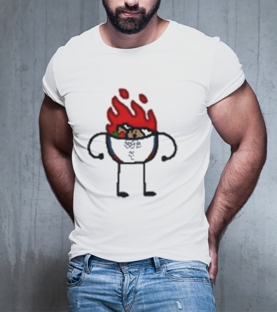Paint Hot Curry Animated Flame Bowl With Stick Figure Arms Legs T-Shirt