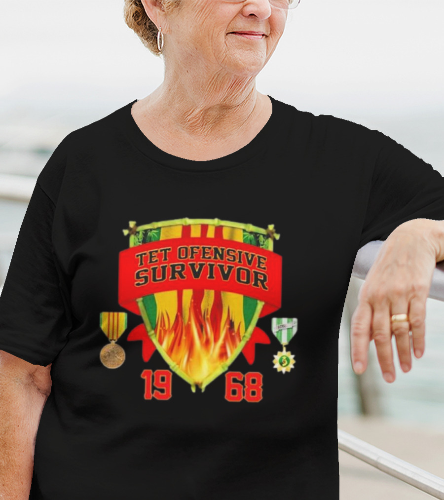 Tet Offensive Survivor 1968 Fire Shield Medals T-Shirt