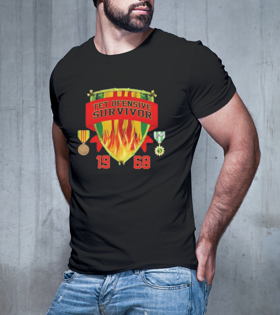 Tet Offensive Survivor 1968 Fire Shield Medals T-Shirt
